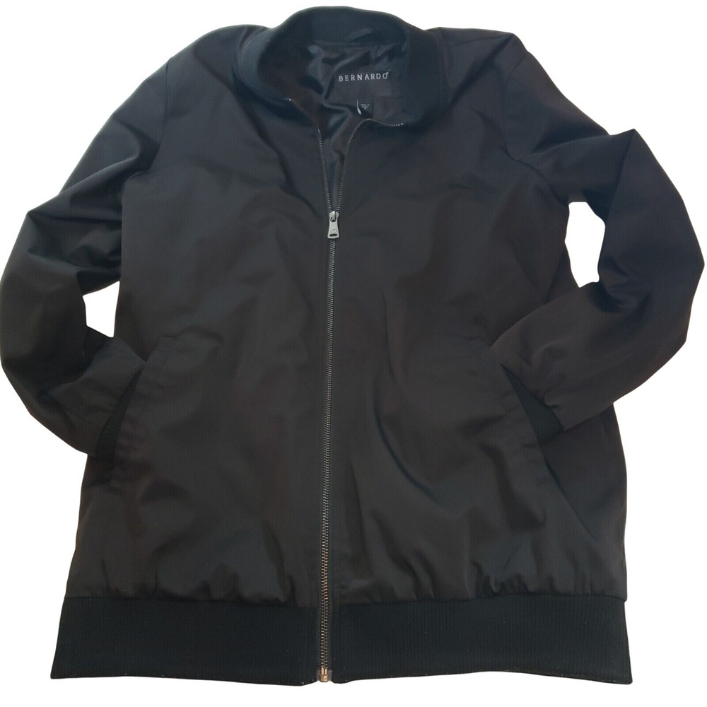 Bernardo Mens Black Full Zip Bomber Jacket Utility Sleeve Pocket Size Medium‎